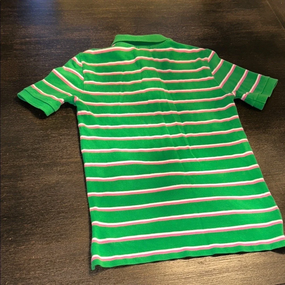 Ralph Lauren Kids Medium 10-12 Boys/Girls Polo in Green and Pink Stripes
